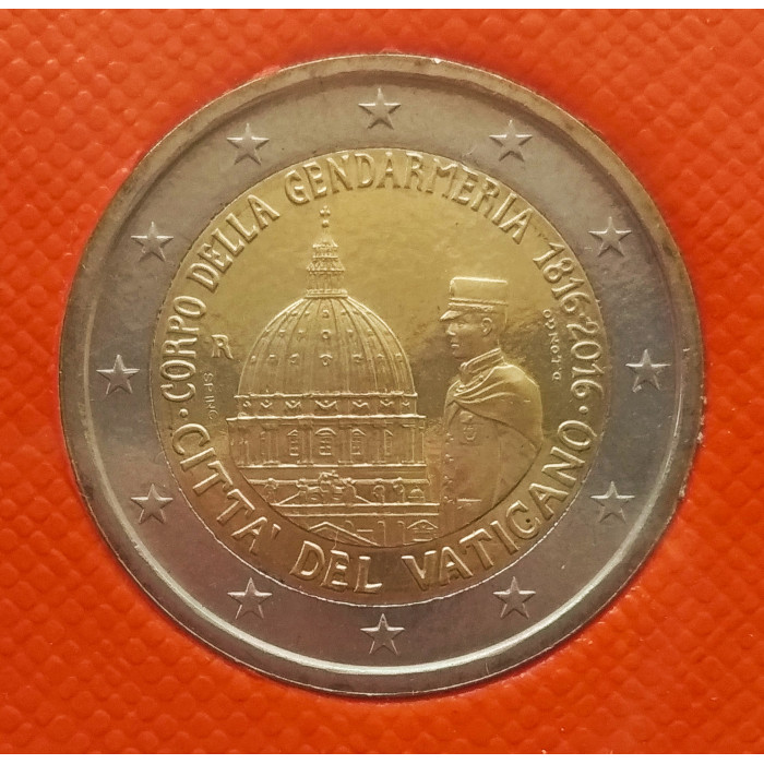Ватикан 2 евро 2016 год UNC UC# 101 200 лет Папской жандармерии