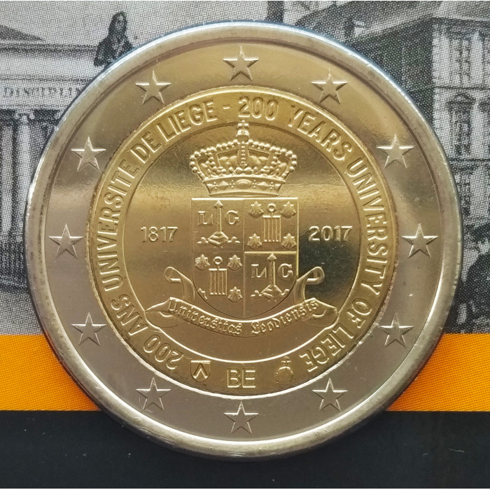 Бельгия 2 евро 2017 год UNC UC# 105 200 лет со дня основания Льежского университета