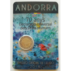Андорра 2 евро 2018 год UNC UC# 108 70 лет Всеобщей декларации прав человека