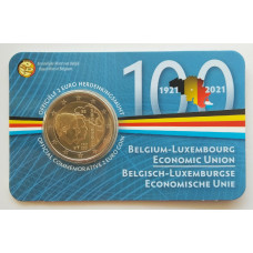 Бельгия 2 евро 2021 год UNC UC# 113 100 лет Бельгийско-Люксембургскому экономическому союзу