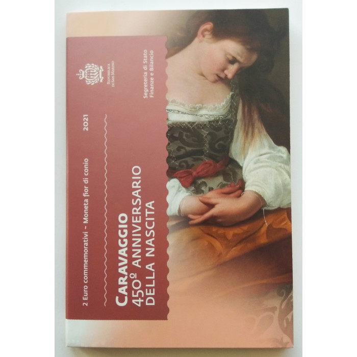 Сан-Марино 2 евро 2021 год UNC UC# 113 450 лет со дня рождения Караваджо