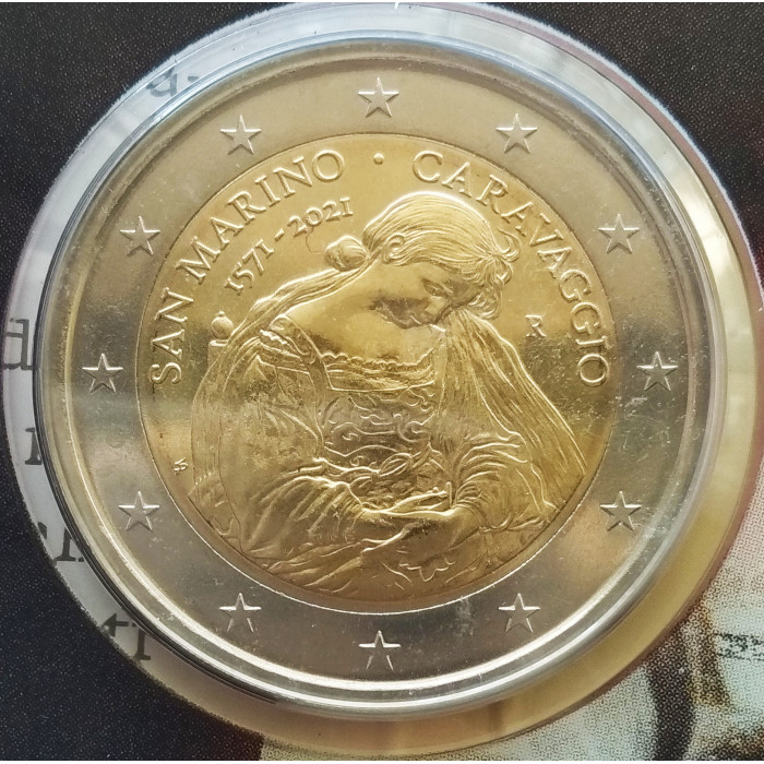 Сан-Марино 2 евро 2021 год UNC UC# 113 450 лет со дня рождения Караваджо