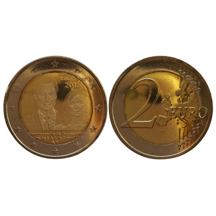 Люксембург 2 евро 2015 год UNC UC# 102 15 лет вступлению на престол Великого герцога Анри