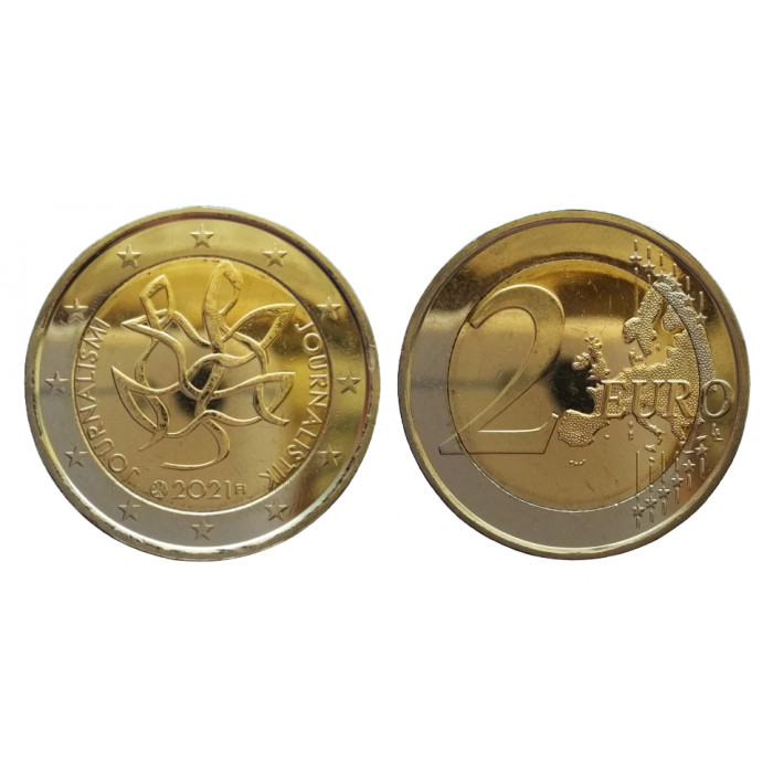 Финляндия 2 евро 2021 год UNC UC# 110 Журналистика