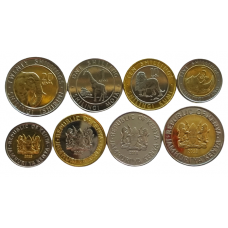 Кения 1 5 10 20 шиллингов 2018 год UNC Набор из 4 монет