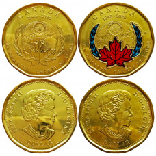 Канада 1 доллар 2020 год UNC 75 лет ООН Набор из 2 монет