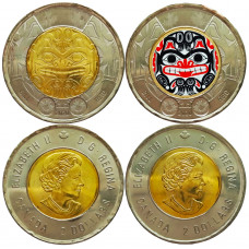 Канада 2 доллара 2020 год UNC UC# 162, 406 100 лет со дня рождения Билла Рида набор из 2 монет
