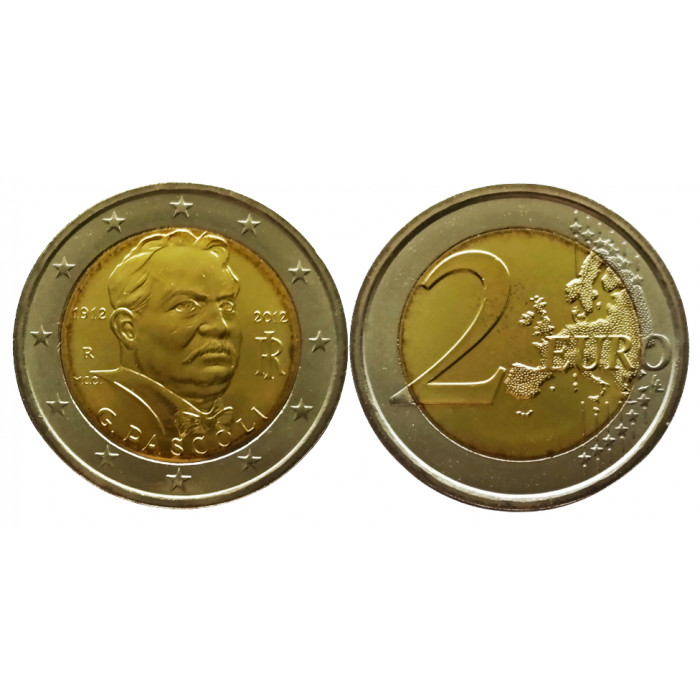 Италия 2 евро 2012 год UNC KM# 355 100 лет со дня смерти Джованни Пасколи