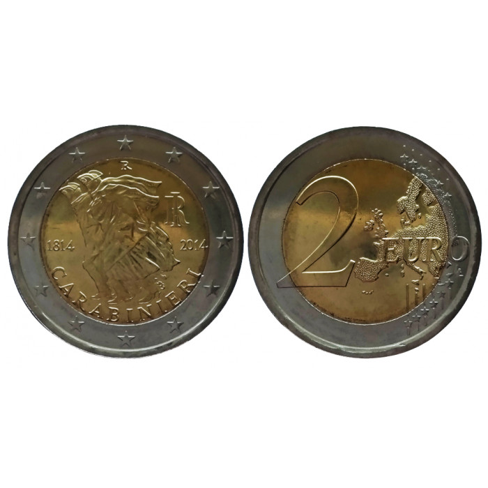 Италия 2 евро 2014 год UNC KM# 367 200 лет со дня основания Карабинеров
