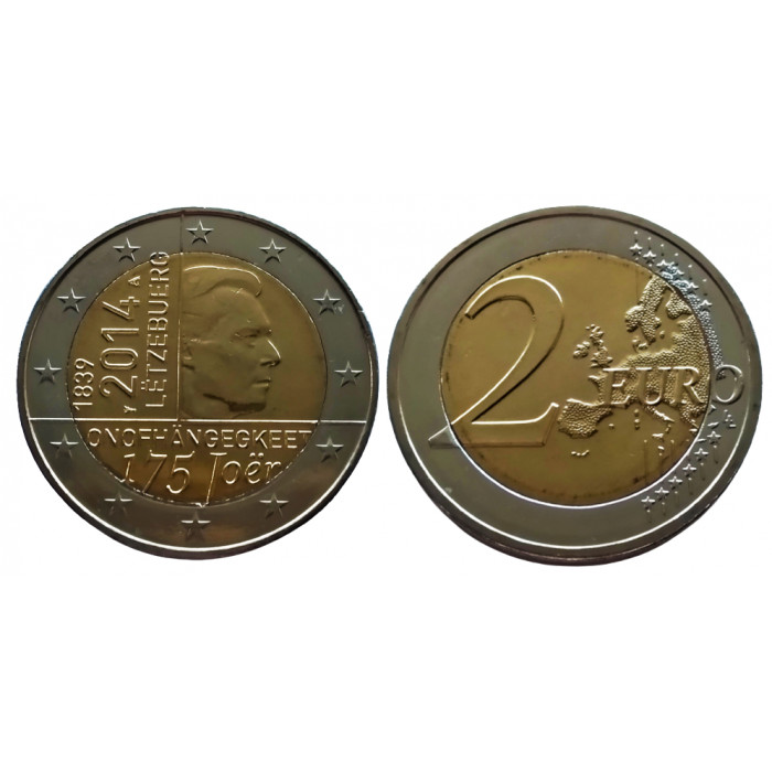 Люксембург 2 евро 2014 год UNC KM# 129 175 лет нации
