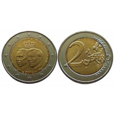Люксембург 2 евро 2014 год UNC UC# 100 50 лет вступления на престол Герцога Жана