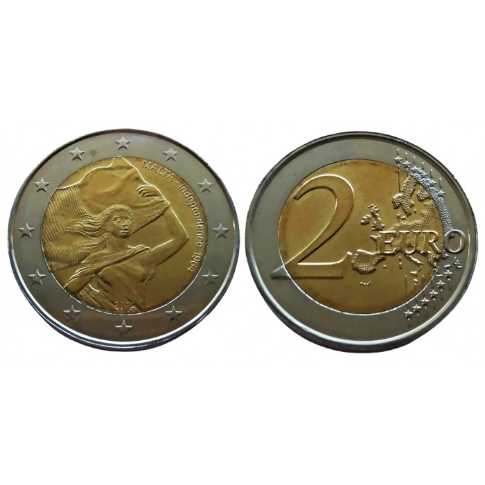 Мальта 2 евро 2014 год UNC KM# 150 50 лет Независимости Мальты