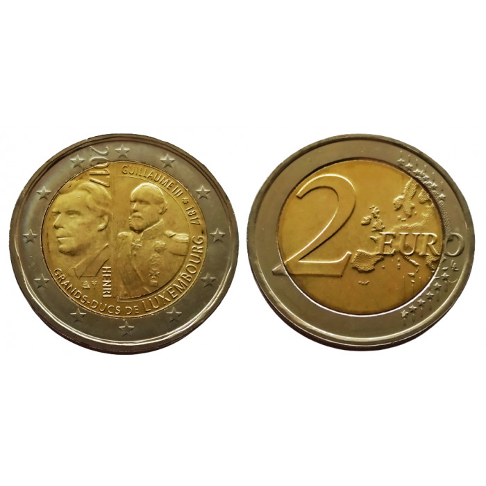 Люксембург 2 евро 2017 год UNC KM# 148 200 лет со дня рождения Виллема III