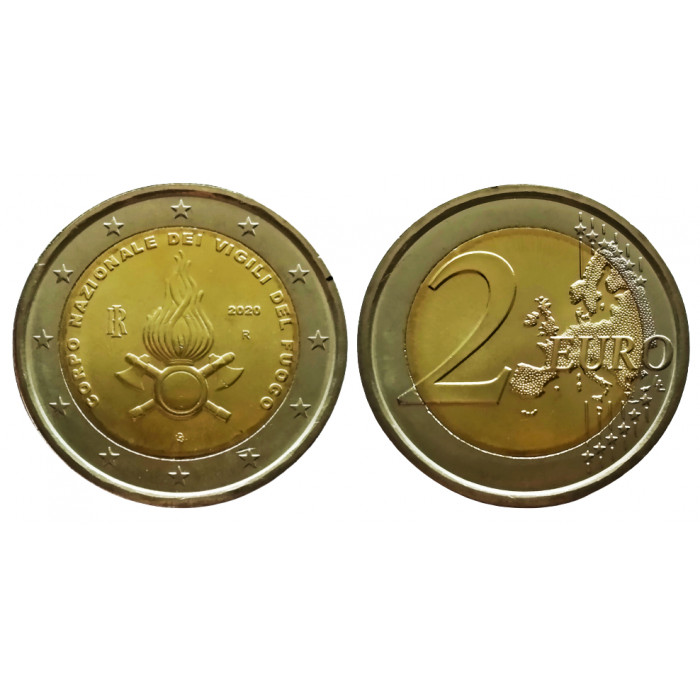 Италия 2 евро 2020 год UNC UC# 104 Национальный корпус пожарных