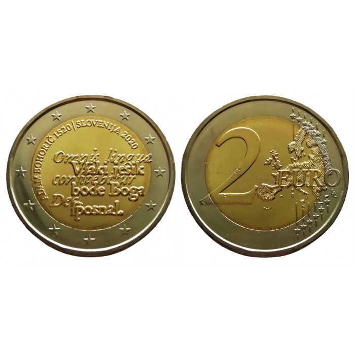 Словения 2 евро 2020 год UNC UC# 106 500 лет со дня рождения Адама Бохорича