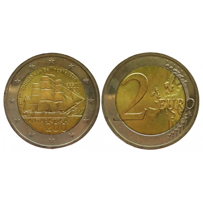Эстония 2 евро 2020 год UNC UC# 107 200 лет открытию Антарктиды
