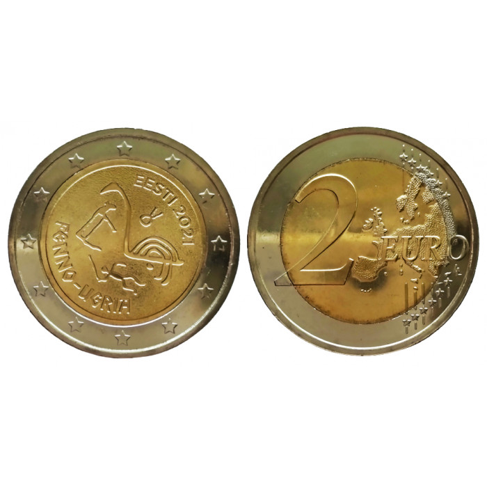 Эстония 2 евро 2021 UNC UC# 109 Финно-угорские народы