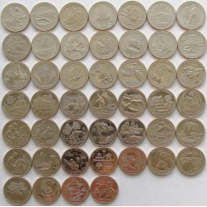 США 25 центов 2012-2021 S год UNC Прекрасная Америка № 11-56 Набор из 46 монет (BOX471)