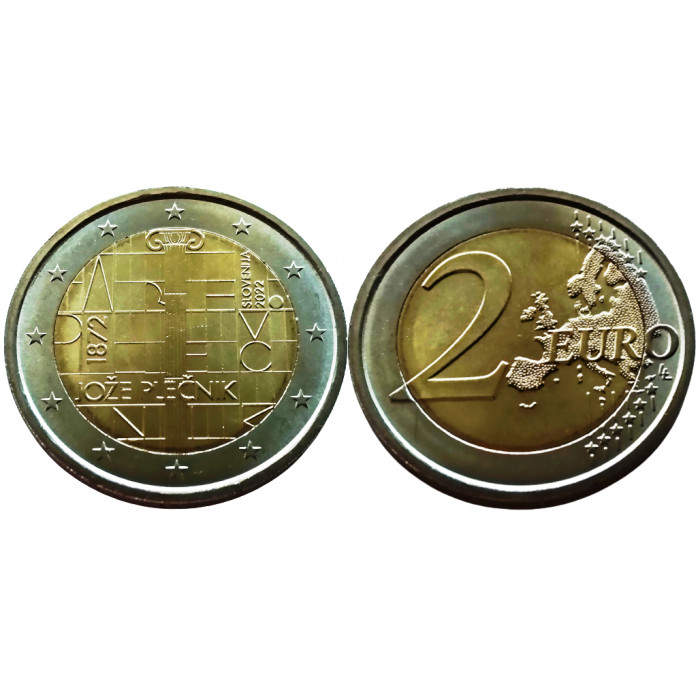 Словения 2 евро 2022 год UNC UC# 108 150 лет со дня рождения Йоже Плечника