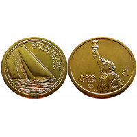 США 1 доллар 2022 P год UNC UC# 140 Натанаэль Херрешофф, яхта "Рилаэнс", Род Айленд, Американские инновации