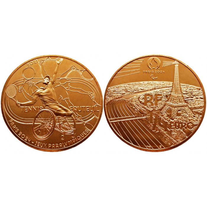 Франция 1/4 евро 2021 год UNC UC# 683 XVII летние Паралимпийские игры, Париж 2024. Теннис