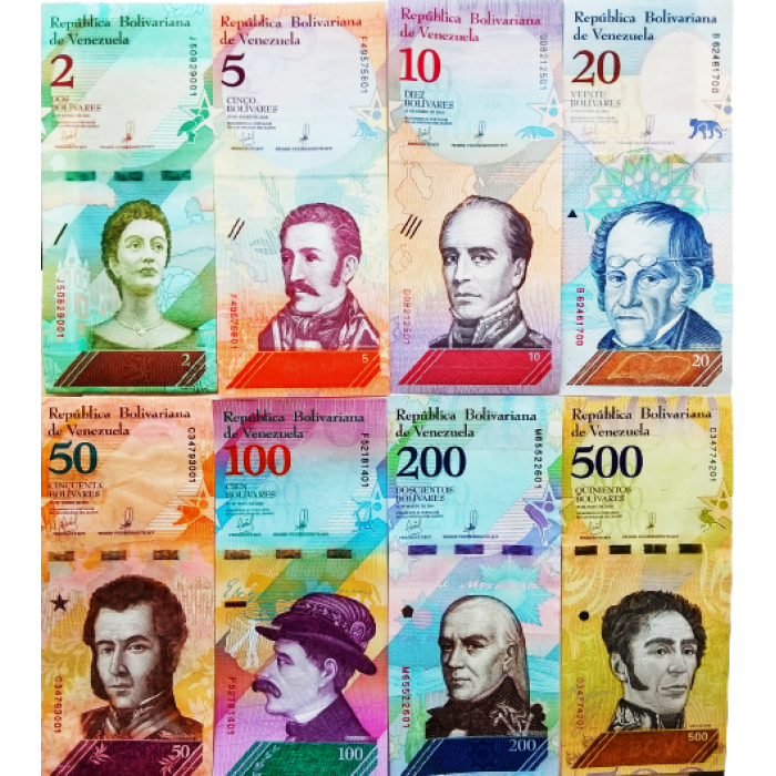 Венесуэла 2 5 10 20 50 100 200 500 боливар 2018 год UNC Набор из 8 банкнот