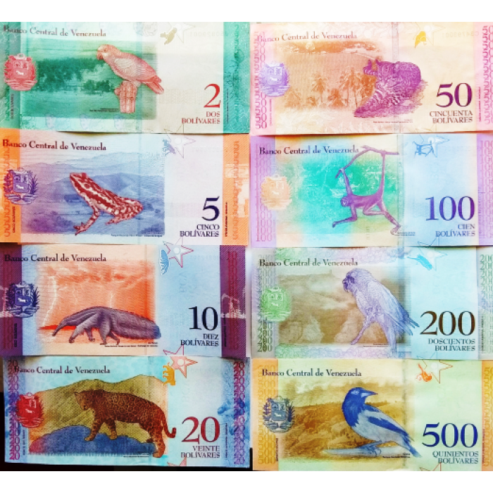 Венесуэла 2 5 10 20 50 100 200 500 боливар 2018 год UNC Набор из 8 банкнот