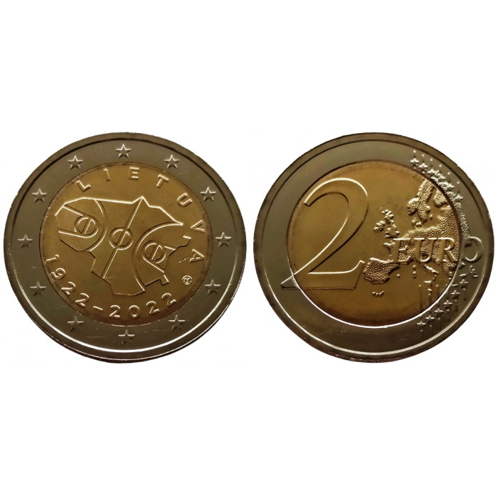 Литва 2 евро 2022 год UNC UC# 113 100 лет баскетболу в Литве