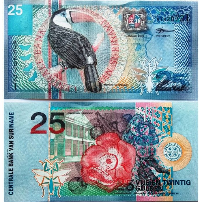 Суринам 25 гульденов 2000 год UNC P-148