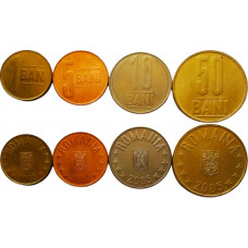 Румыния 1 5 10 50 бани 2005 год UNC Набор из 4 монет