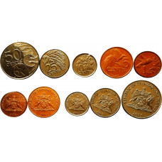 Тринидад и Тобаго 1 5 10 25 50 центов 2003-2005 год UNC KM# 29-33 Набор из 5 монет
