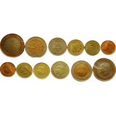 Турция 1 5 10 25 50 курушей 1 лира 2010-2016 год UNC Набор из 6 монет