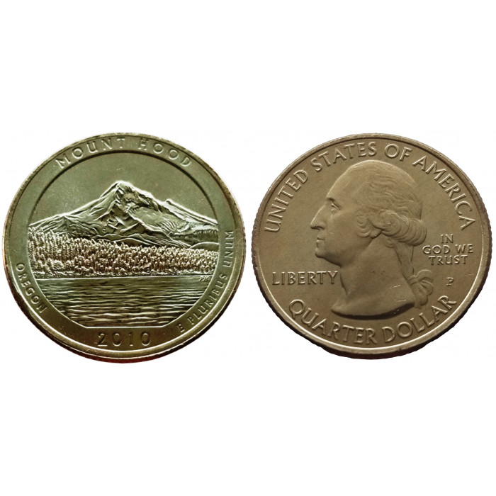 США 25 центов 2010 P год UNC Прекрасная Америка № 5 Национальный лес Маунт Худ