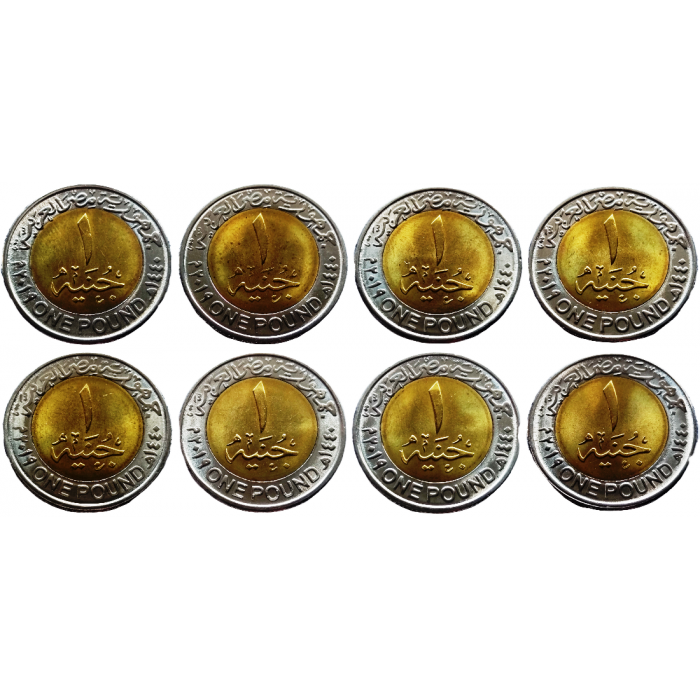 Египет 1 фунт 2019 год UNC UC# 101-109 "Национальные достижения Египта" Набор из 8 монет