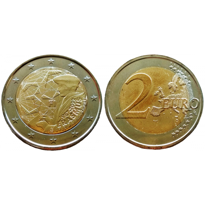 Финляндия 2 евро 2022 год UNC UC# 113 35 лет программе Эразмус