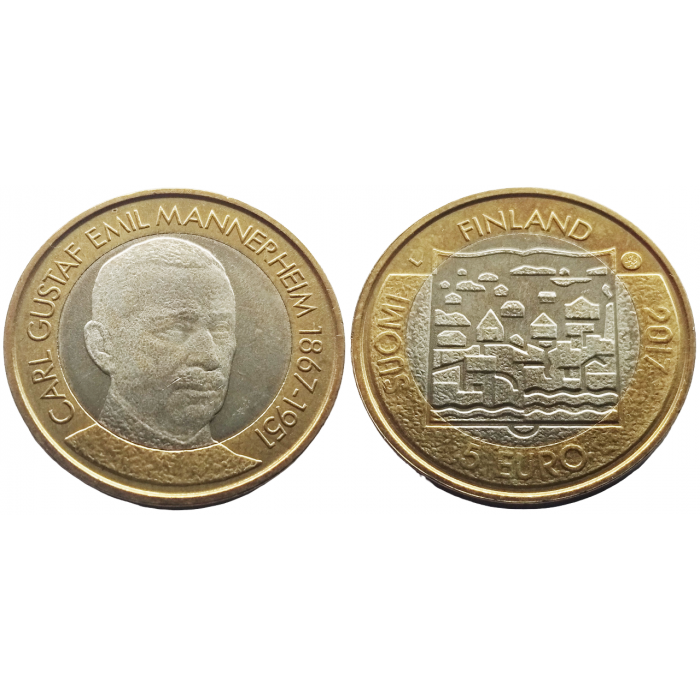 Финляндия 5 евро 2017 год UNC UC# 210 Карл Маннергейм (1944-1946)
