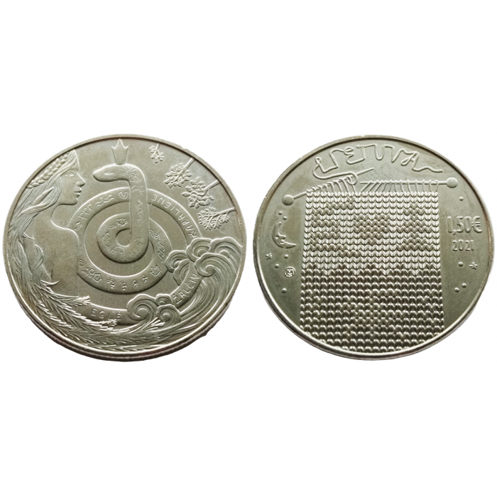 Литва 1,5 евро 2021 год UNC UC# 237 Эгле, королева ужей