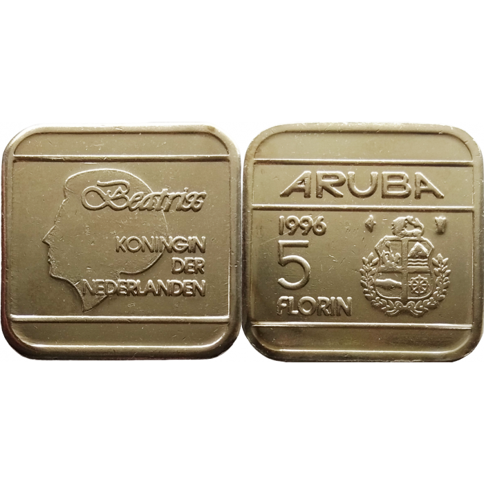 Аруба 5 флоринов 1996 год UNC KM# 12 Королева Беатрикс