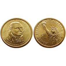 США 1 Доллар 2007 P год UNC Президенты № 2 Джон Адамс (1797-1801)