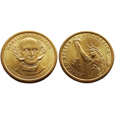 США 1 Доллар 2008 D год UNC Президенты № 8 Мартин Ван Бюрен (1837-1841)