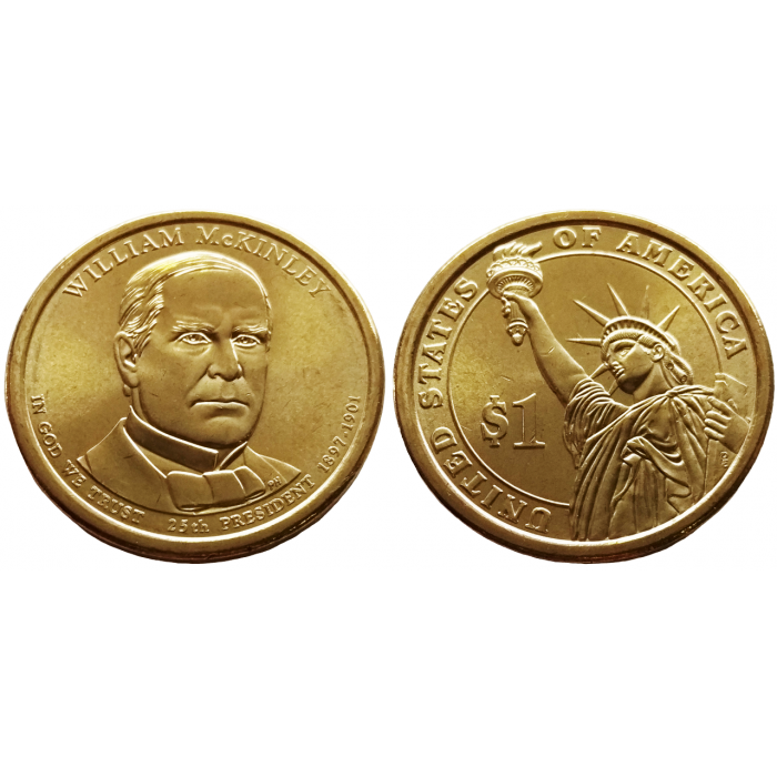 США 1 Доллар 2013 D год UNC Президенты № 25 Уильям Мак-Кинли (1897–1901)