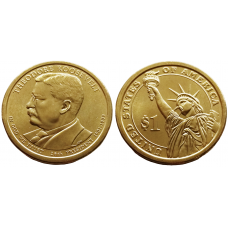 США 1 Доллар 2013 D год UNC Президенты № 26 Теодор Рузвельт (1901–1909)