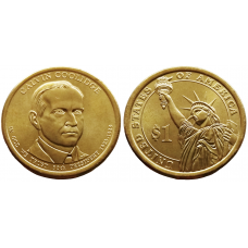 США 1 Доллар 2014 D год UNC Президенты № 30 Калвин Кулидж (1923–1929)