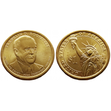 США 1 Доллар 2014 D год UNC Президенты № 32 Франклин Рузвельт (1933–1945)
