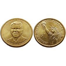 США 1 Доллар 2016 D год UNC Президенты № 40 Рональд Рейган (1981–1989)