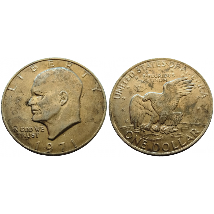 США 1 доллар 1971 D год XF KM# 203 Доллар Эйзенхауэра