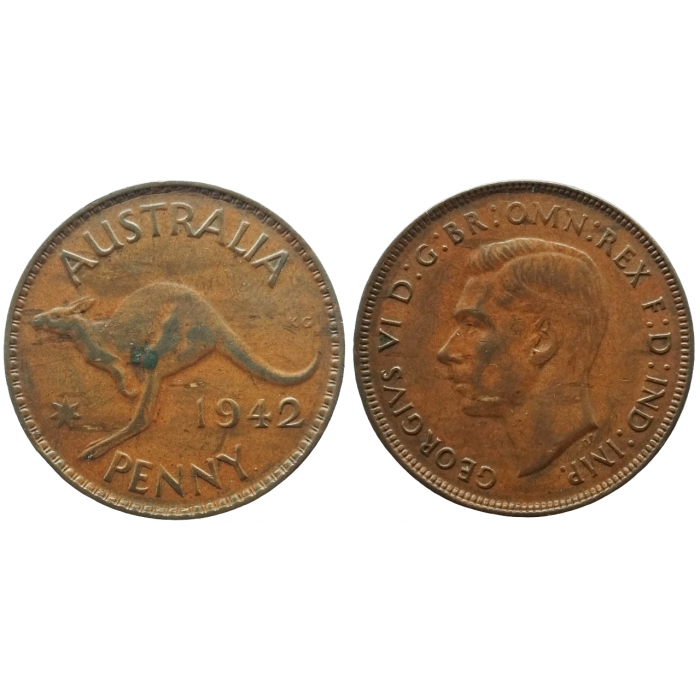 Австралия 1 пенни 1942 год XF KM# 36 Король Георг VI (1937 - 1952)