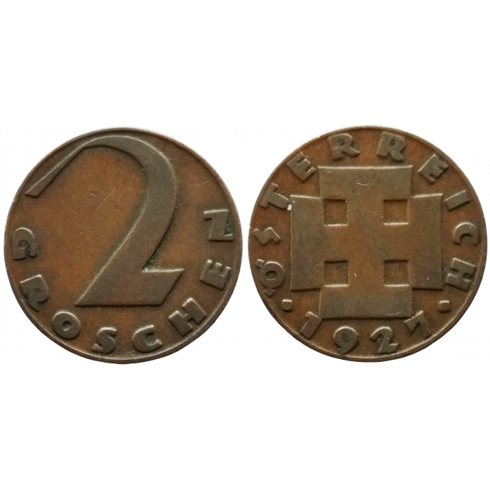 Австрия 2 гроша 1927 год KM# 2837
