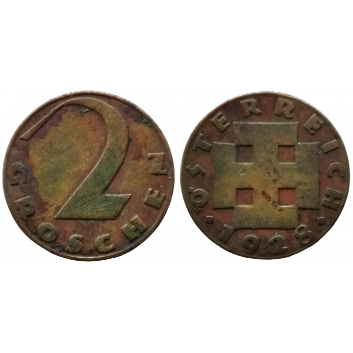 Австрия 2 гроша 1928 год KM# 2837