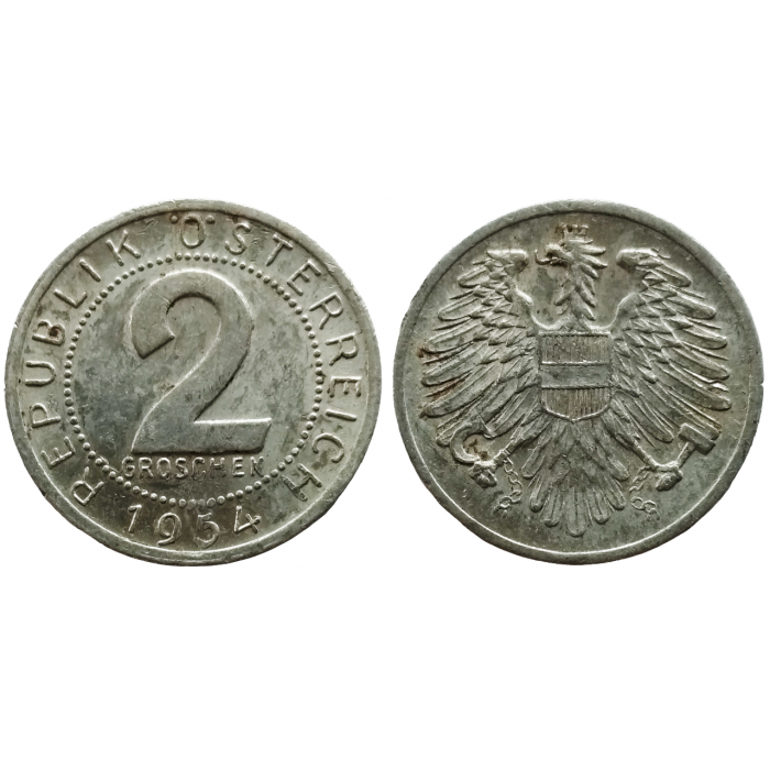 Австрия 2 гроша 1954 год XF KM# 2876